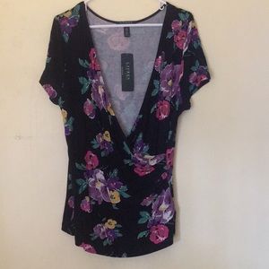 Ralph Lauren Black Floral Tunic NWT XL
